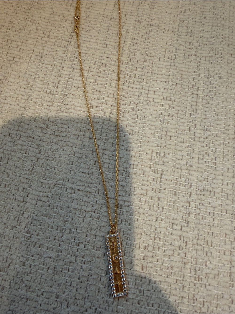 Gold Bar Pendant Necklace with Crystal Accents - Women Jewelry